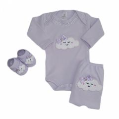 Avaliação do Site Conjunto Body Bebê com calça e Sapatinho Nuvem Chuva e Amor Kit 3 Peças