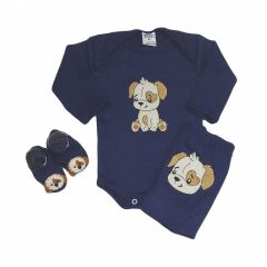 Avaliação do Site Conjunto Body Bebê com Calça Mijão e Sapatinho Bordados Dog Kit 3 Peças